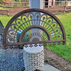 Unique Wood And Metal Half Moon Wall Decor 