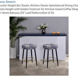 Counter Height Bar Stools, Kitchen Stools Upholstered Dining Chair Stools Height with Golden Footrest for Kitchen Island Coffee Shop Bar Home Balcony 