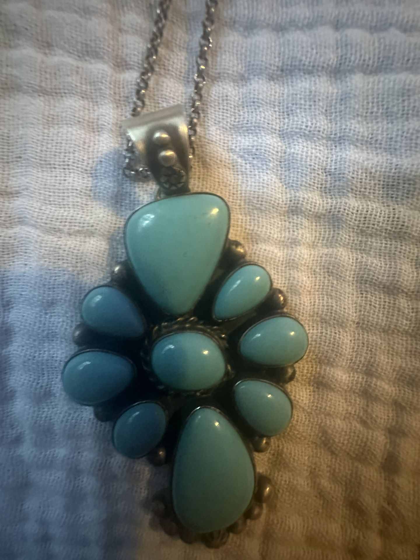 STERLING SILVER NATIVE AMERICAN SW BIG TURQUOISE