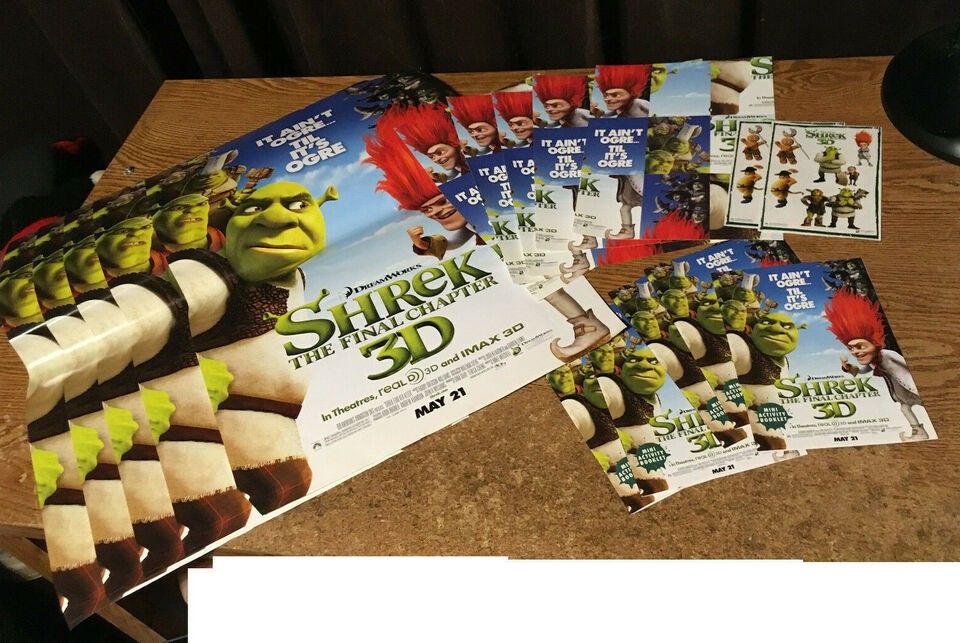 Lot Of Five Sets Of Shrek The Final Chapter Many Poster Activity Booklet Stickers And Cards