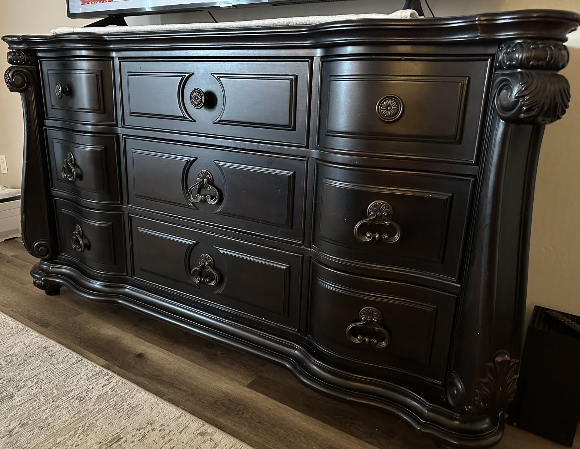 Magnussen Home Vellasca Collection Antique Ebony Large Dresser w/ Mirror & Tall Dresser (3pcs)