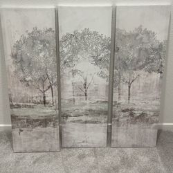Neutral Shimmering Trees Wall Art Decor