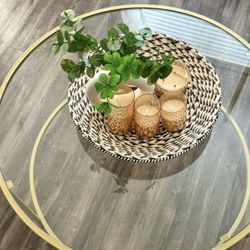 Gold Glass Top Coffee Table 