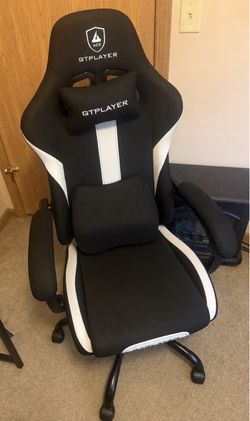 GTPLAYER Gaming Chair w/ Lumbar & Headrest Pillows - Black/White