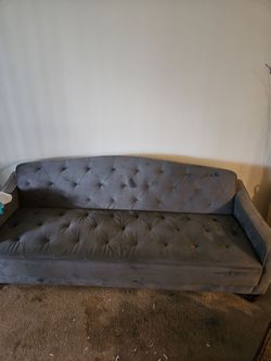 Gray Tufted Velvet Sofa