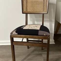 Vintage Stakmore Co Folding Chair – Cane Back – Upholstered Seat – Mid-Century
