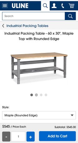 Uline Industrial Packing Table 60x30 Maple Top