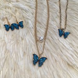 Cute Butterfly Necklace Set $8