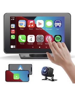 Wireless Car Stereo with Apple CarPlay/Android Auto, Portable Touch Screen Car Radio Multimedia Player with Bluetooth, Backup Camera, Navigation, Mirr