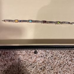 Colored Stone Silver Bracelet