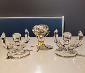 Set of crystal decorative candle holders