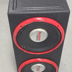 Dual 12" Boston Acoustics G1 Subs in Q-Bomb Armored Box - $200