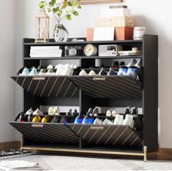 Shoe Storage Cabinet with 4 Flip Drawers