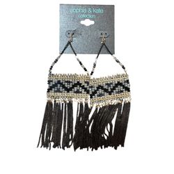 Vintage Sophia & Kate Chevron Fringe Earrings 