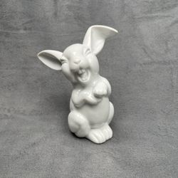 Rosenthal Germany Vintage Laughing Bunny Rabbit Figurine White Porcelain Easter