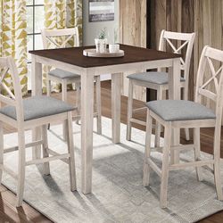 NEW IN BOX - White 5 Piece Diningset Pub Table + 4 Chairs