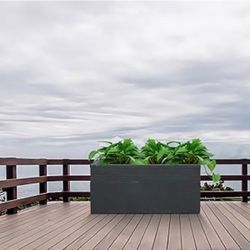 31.5" L Rectangular Charcoal Finish Concrete Planter, Outdoor/Indoor Lightweight Planters Pots with Drainage Hole, Modern Style for Balcony Patio Deck