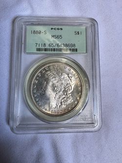 1880-S Morgan Silver Dollar PCGS MS65 - OGH (Old Green Holder) Beautiful Toning