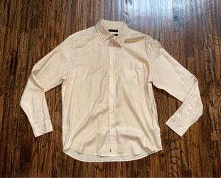 Banana Republic Untucked Slim Fit Button-Up Casual Shirt Beige Tan Size Large