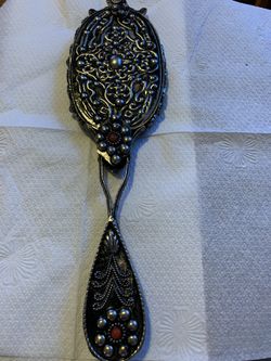 Antique hand mirror silver