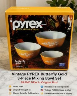 Pyrex Butterfly Gold 3-Piece Mixing Bowl Set