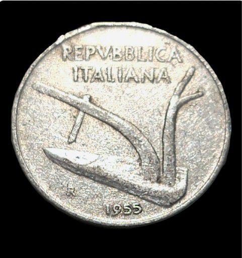 Vintage 1955 Italy 10 Lire Coin Plow and Wheat Ears