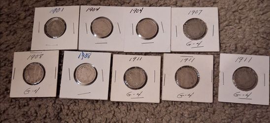 Liberty V Nickel Lot 1901–1911 (9 Coins)