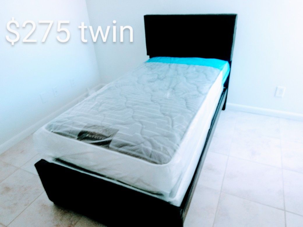 $275 Twin Bed Frame With Mattress And Box Spring Brand New Free Delivery