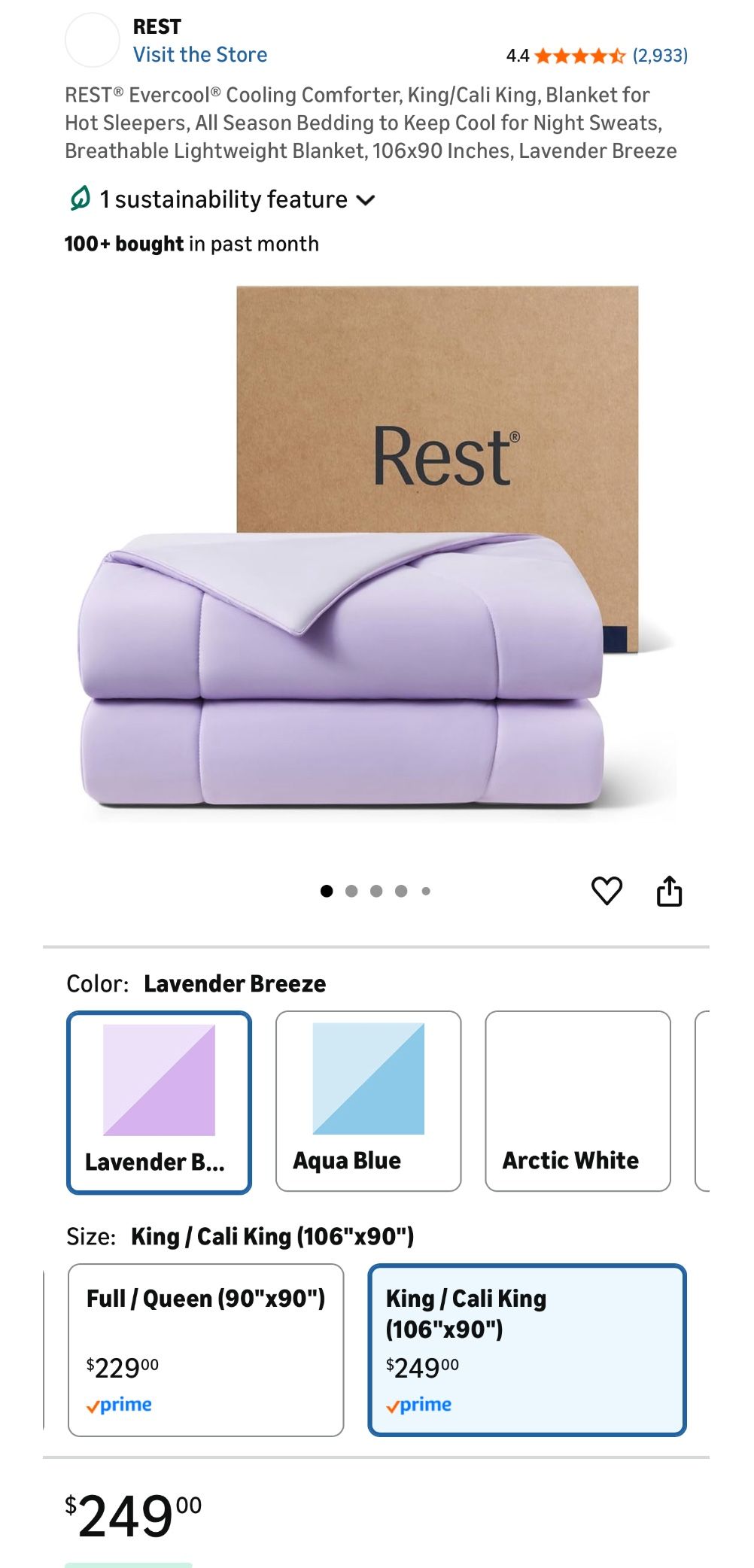 REST Evercool Cooling Comforter King, Lavender Breeze