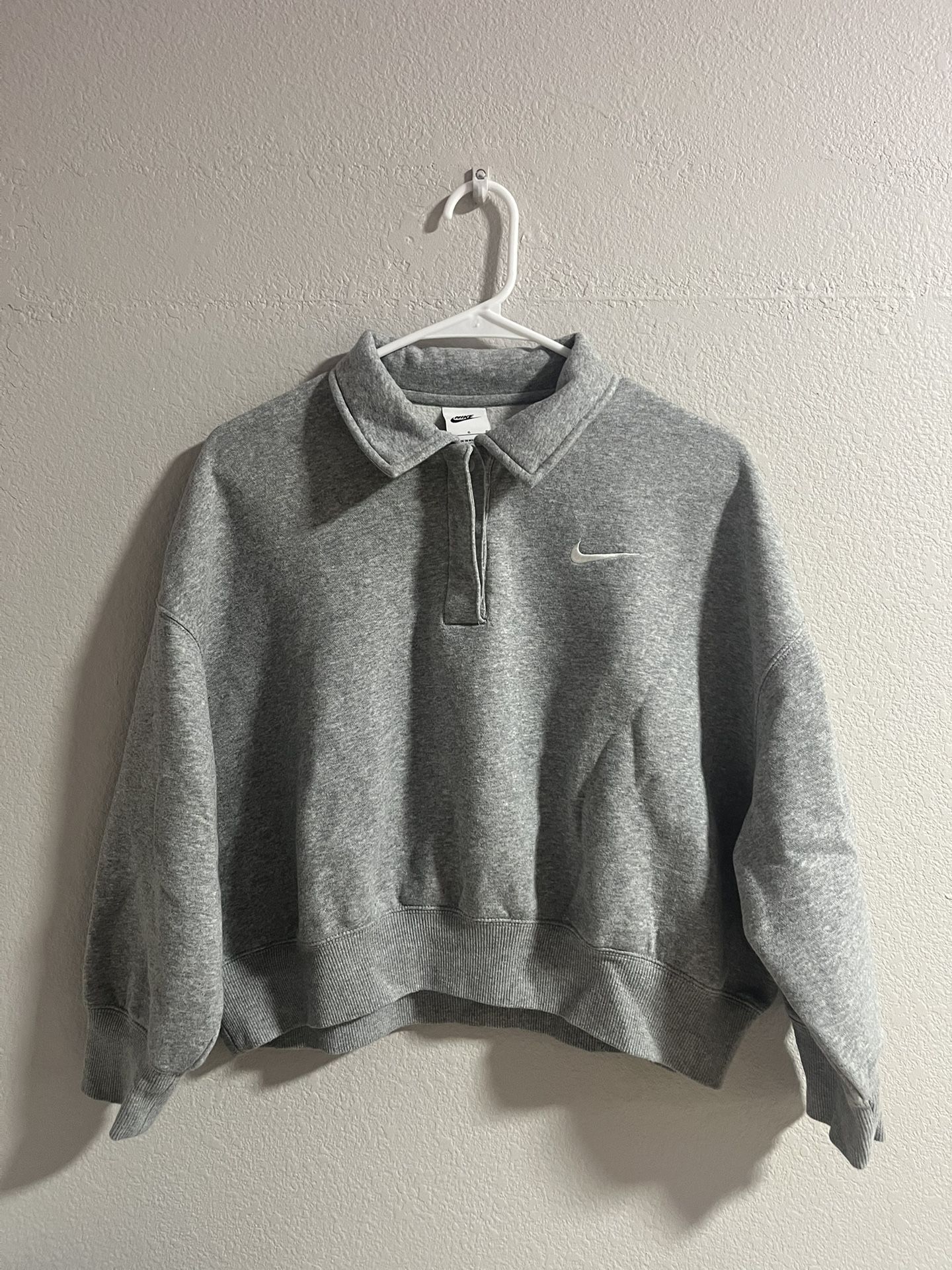 NIKE SPORTSWEAR PHOENIX FLEECE 3/4-SLEEVE CROP POLO SWEATSHIRT