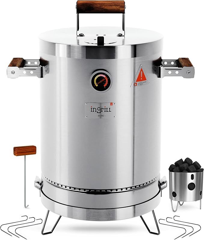 Charcoal Grills - Basic Mini 6 lbs - 3-in-1 Stainless Steel Ultra-Portable Smoker