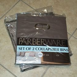X3 NEW IN PACKAGE FARBERWARE COLLAPSIBLE BIN STORAGE BOXES
