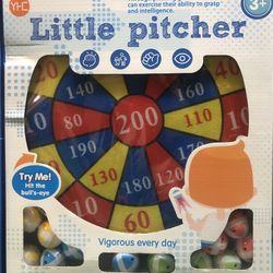 New Little Pitcher Kids Dart Board With Stick On Balls Toy Game