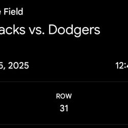 D Back Vs Dodgers Tickets today 9/25