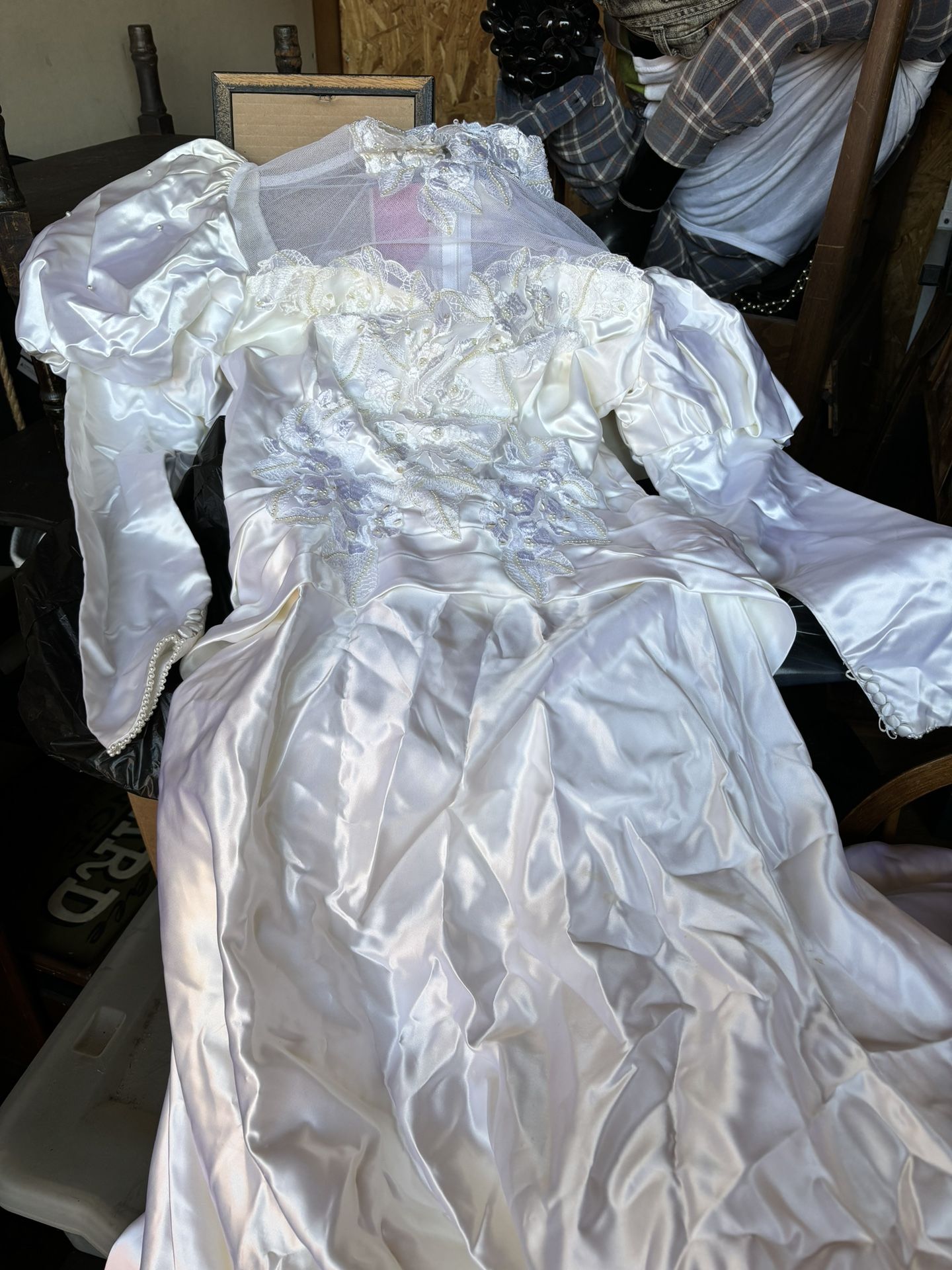 Wedding Dress, Wedding Slippers And Veil