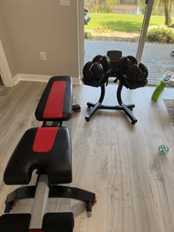 Bowflex Dumbells 5-52.5, Stand And Bench