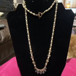 Genuine Swarovski Crystals And Pearls Necklace
