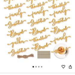 20 Pzs Decor Thankful Grateful Blessed Wood Cutout Sign for Plate Table Wall Decor Rustic Wooden Word Cutout Sign Place Card for Place Setting Home Re