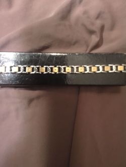 Men's Silver And Gold Tone  Stainless Steel Bracelet 