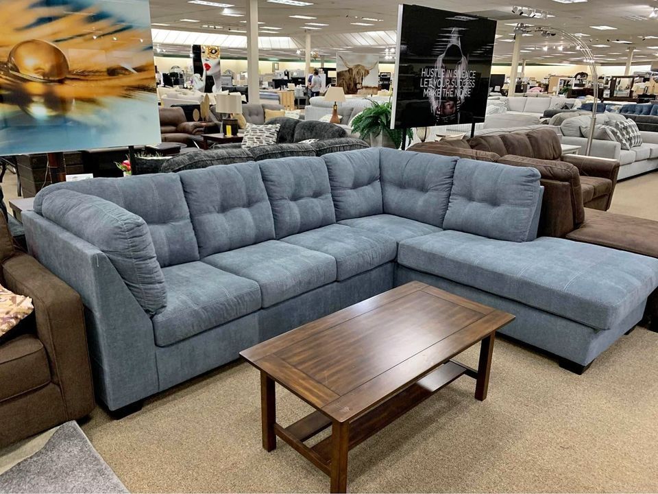 Marleton Denim 2 Piece Sectional with Chaise// New //▪️# Sofa # Loveseat # Couch # Living Room Set Options Available