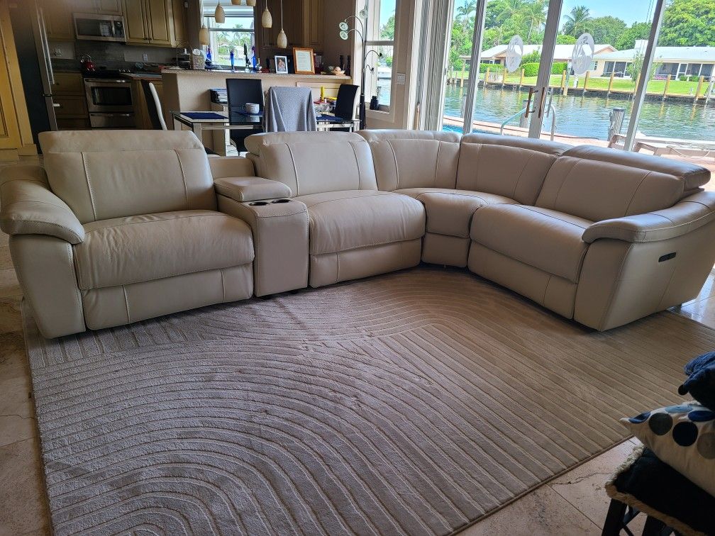 LEATHER POWER RECLINING COUCH
