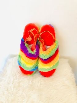 UGG Rainbow Fluffy Slide Sandals