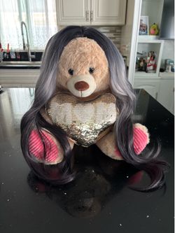 27” Synthetic Long Wavy Wig Silver Black Ombre