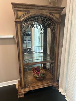 Ornate Display Cabinet with Glass Shelves