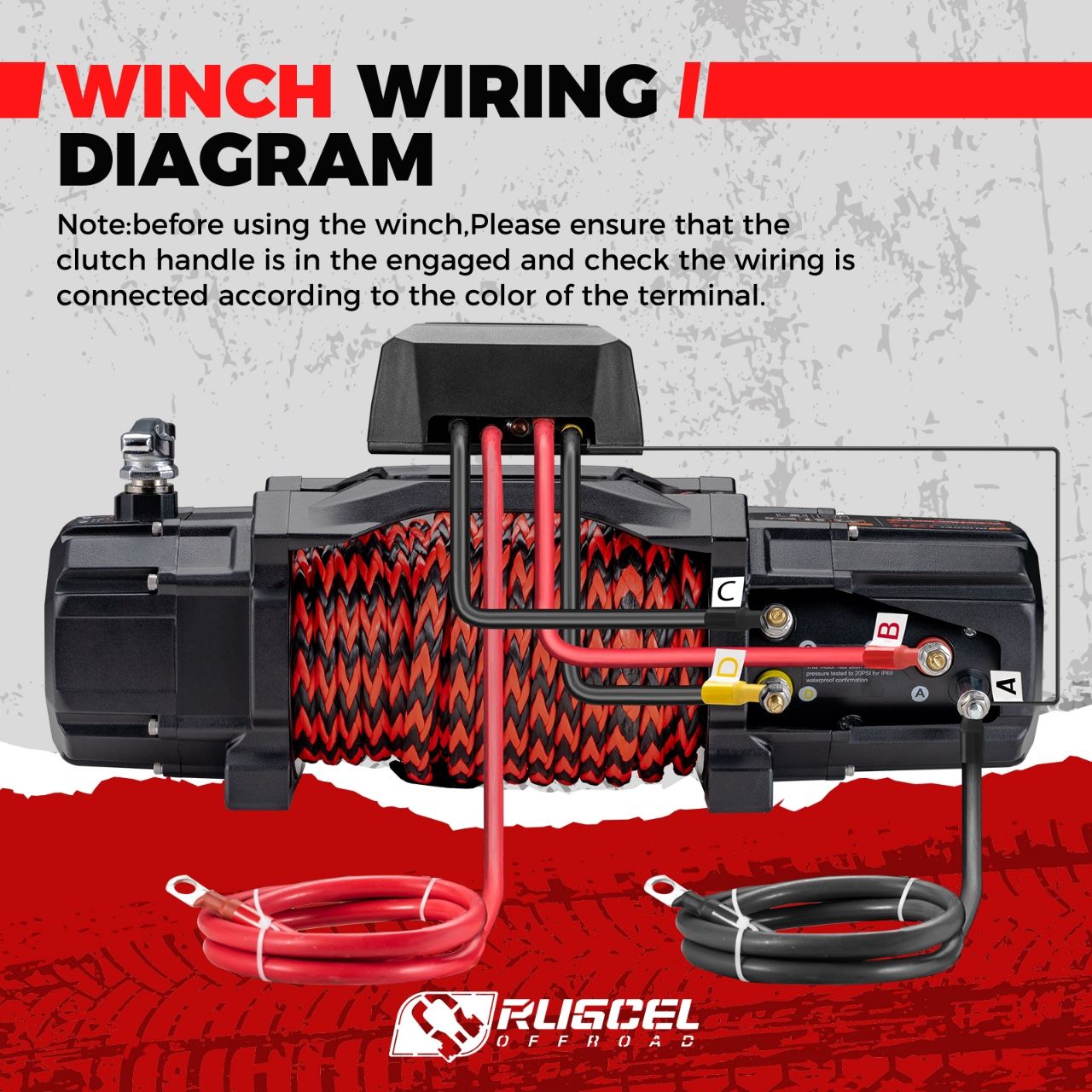 RUGCEL 13,500lb Waterproof 12V Winch w/ Dual-Color Synthetic Rope| Free Shipping Nationwide