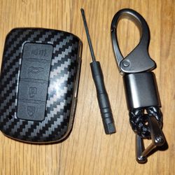 Smart Key Fob Case Carbon Fiber Pattern Plastic Black Silicone Cover Compatible with Toyota Avalon Camry Corolla Highlander RAV4 2 3 4 Button Keyless 