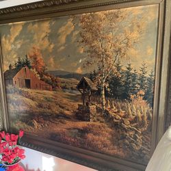 Large Framed Farmhouse Barn Wall Art – Heavy Wood Frame