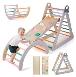 Montessori 7-in-1 Toddler Climber Set – Pikler Triangle, Arch Rocker & Slide