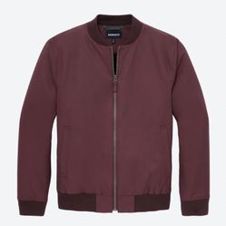 Bonobos Men Bomber Jacket Slim Fit Burgundy XS