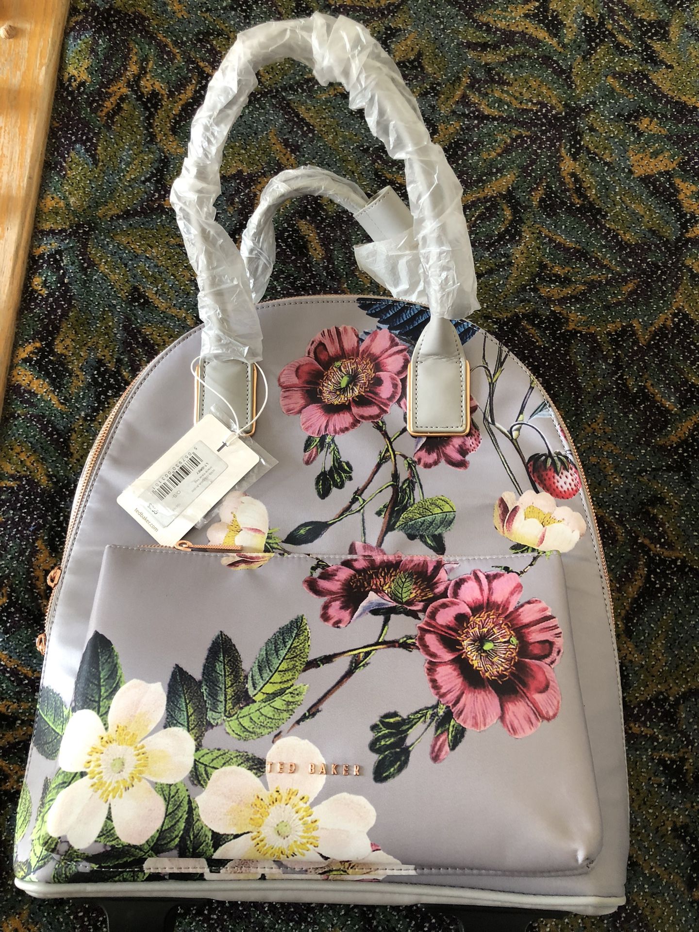 Ted Baker oracle travel Bag, Light Grey With Flower Pattern